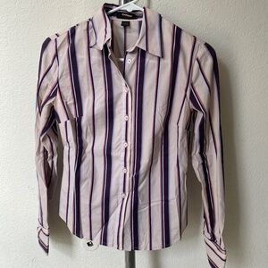 Express Purple Stripes Long Sleeves Shirt